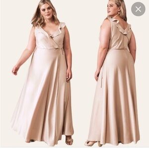 BHLDN Tansy Oyster Satin Wrap Dress NWT Size 22W Designer Maxi
